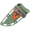 SOG17060143 9" (22.86cm) overall. 4.25" (10.8cm) stonewash finish 440 stainless blade. OD green textured GRN handle. Full tang. Lanyard hole. Green nylon belt sheath. Clam packed.