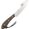 GR4SG 10.25" (26.04cm) overall. 5.38" (13.67cm) stainless guthook blade. Rosewood handle. Full tang. Lanyard hole. Lock-down style sheath. Brown leather belt sheath.
