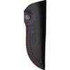 MUE90866 8.5" (21.59cm) overall. 4" (10.16cm) satin finish Vanadium molybdenum steel drop point blade. Black smooth micarta handle. Nickel silver guard. Full tang. Lanyard hole. Black leather belt sheath.