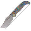 VOSA3903 4.5" (11.43cm) closed. 3.5" (8.89cm) stonewash finish S35VN stainless clip point blade. Ocean micarta handle. Pocket clip. Thumb stud. Black nylon zippered storage case.
