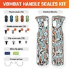 VOSW0109 Includes: (1) pair Omega springs; (2) Handle screw sets, black and gray (4) T8 screws each; (2) Clip screw sets, black and gray (2) screws each; (5) Thumb studs, black, blue, gold, red, green; (2) Clip plates, blue and green with no logo; (1) Pair handle scales. Micarta construction. Color: Canyon Current bamboo.