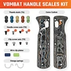 VOSW0102 Includes: (1) pair Omega springs; (2) Handle screw sets, black and gray (4) T8 screws each; (2) Clip screw sets, black and gray (2) screws each; (5) Thumb studs, black, blue, gold, red, green; (2) Clip plates, blue and green with no logo; (1) Pair handle scales. Carbon fiber construction. Color: Gulf Camo Fat.