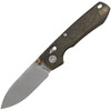 VOSA4508 4.38" (11.13cm) closed. 3.25" (8.26cm) acid washed finish S35VN stainless drop point blade. Acid etched copper handle. Thumb stud. Lanyard hole. Pocket clip. Black nylon zippered storage case.
