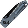 VOSA4510 4.38" (11.13cm) closed. 3.25" (8.26cm) black stonewash finish S35VN stainless drop point blade. Blue stonewash finish titanium handle. Thumb stud. Lanyard hole. Pocket clip.