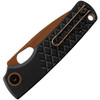 VOSA2622 4.25" (10.8cm) closed. 3" (7.62cm) 14C28N Sandvik stainless drop point blade. Black sculpted G10 handle. Thumb pull. Lanyard hole. Pocket clip. Copper dune blade.
