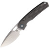 VOSA2202 4.75" (12.07cm) closed. 3.25" (8.26cm) satin finish Elmax steel drop point blade. Gray textured titanium handle. Thumb pull. Lanyard hole. Pocket clip. Extended tang. Hardside case.