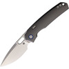 VOSA2204 4.75" (12.07cm) closed. 3.25" (8.26cm) satin finish Elmax steel drop point blade. Gray titanium handle. Thumb pull. Lanyard hole. Pocket clip. Extended tang. Hardside case.