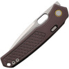 VOSA2206 4.75" (12.07cm) closed. 3.38" (8.59cm) stonewash finish Elmax steel drop point blade. Purple titanium handle. Thumb pull. Lanyard hole. Pocket clip. Black nylon zippered storage case.