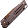VOSA3505 4.13? (10.49cm) closed. 2.9? (7.37cm) copper finish S35VN stainless blade. Copper Dune titanium handle. Thumb stud. Lanyard hole. Pocket clip. Black nylon zippered storage case