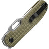 KIV4562C1 4.13" (10.49cm) closed. 3.13" (7.95cm) stonewash finish Nitro V steel blade. Green G10 handle. Extended tang. Thumb pull. Pocket clip. Frag pattern handle.