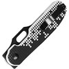 KIV4562A1 4.13" (10.49cm) closed. 3.13" (7.95cm) black finish Nitro V steel blade. Extended tang. Thumb pull. Pocket clip. Black and white retro gaming style G10 handle.