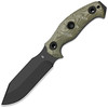 KI1105A4 10.63" (27cm) overall. 5.25" (13.34cm) black coated 1095HC steel clip point blade. Green micarta handle. Full, extended tang. Lanyard hole. Black Kydex belt sheath.