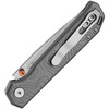 KI34582BDA1 4.13" (10.49cm) closed. 2.9" (7.37cm) satin finish S35VN stainless drop point blade. Gray aluminum handle. Lanyard hole. Thumb stud. Pocket clip. Topographic handle artwork.