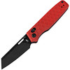 KIV3641A2 4" (10.16cm) closed. 3" (7.62cm) black finish Nitro V steel blade. Red sculpted G10 handle. Thumb stud. Pocket clip.