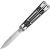 REVNXSTTBK 5.75" (14.61cm) closed. 4.5" (11.43cm) stonewash finish 154CM stainless clip point blade. Anodized aluminum handle. Satin and black finish handle.