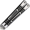 REVNXSTTBK 5.75" (14.61cm) closed. 4.5" (11.43cm) stonewash finish 154CM stainless clip point blade. Anodized aluminum handle. Satin and black finish handle.
