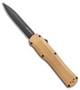 3400BK-2 Autocrat OTF Knife 3.71" Black DLC S30V Double Edge Dagger Blade, Coyote Brown G10 Handle