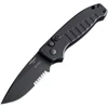 HO64139 Auto Ballista I Button Lock Black Cerakote Partially Serrated 154CM Drop Point Blade, Black Aluminum Handle
