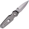 HO64233 Automatic opening. 3.88" (9.86cm) closed. 2.63" (6.68cm) stonewash finish CPM MagnaCut stainless blade. Gray anodized aluminum handle with Cocobolo wood insert. Pocket clip. Bayonet style blade. Gold anodized titanium accents.
