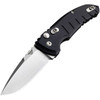 HO24110 Automatic opening. 3.88" (9.86cm) closed. 2.75" (6.99cm) tumbled finish CPM-154 stainless drop point blade. Black anodized aluminum handle. Pocket clip. Manual safety.