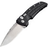 HO34116 Automatic opening. 4.88" (12.4cm) closed. 4" (10.16cm) tumbled finish 154CM stainless drop point blade. Black anodized aluminum handle. Pocket clip. Manual safety. Hidden lanyard hole.