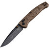HO24453 4.38" (11.13cm) closed. 3.38" (8.59cm) black stonewash finish CPM MagnaCut stainless drop point blade. Lanyard hole. Pocket clip. Browns Point Richlite handle. Bronze anodized titanium thumb studs.