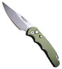 Pro-Tech TR-4 Tactical Response 4 Automatic Knife 4" MagnaMax Stonewashed Drop Point Blade, Green Solid Aluminum Handle