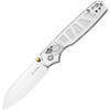 KIV3789A5 4.25" (10.8cm) closed. 3.25" (8.26cm) satin finish AEB-L stainless sheepsfoot blade. Clear acrylic handle. Thumb stud. Lanyard hole. Pocket clip.