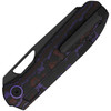 KI3699BSA2 4.25" (10.8cm) closed. 3.25" (8.26cm) black DLC coated hollow ground Bohler M390 stainless sheepsfoot blade. Purple Haze Fat carbon fiber handle. Thumb pull. Pocket clip.