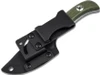 BOP02BO095 7.5" (19.05cm) overall. 3.13" (7.95cm) satin finish D2 tool steel blade. Green G10 handle. Full tang. Black Kydex belt sheath.