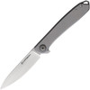KARB105 4" (10.16cm) closed. 3" (7.62cm) satin finish Bohler N690 stainless blade. Bead blast finish stainless handle. Extended tang. Pocket clip. Lanyard hole. Made by Cuttway in Taiwan. Designed by Ken Onion. Gift tin.