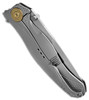KARB118 4.75" (12.07cm) closed. 3.75" (9.53cm) satin finish S35VN stainless blade. Gray 6Al-4V titanium handle. Extended tang. Lanyard hole. Pocket clip. Thumb stud. Made by Ketuo in USA. Collaboration of the Year winner at 2024 Blade Show. Designed by Ken Onion.