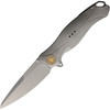 KARB119 4.75" (12.07cm) closed. 3.75" (9.53cm) bead blast finish Sandvik 14C28N stainless blade. Gray textured aluminum handle. Extended tang. Lanyard hole. Pocket clip. Thumb stud. Zippered storage case.