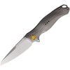 KARB123 4.25" (10.8cm) closed. 3.25" (8.26cm) bead blast finish Bohler M390 stainless blade. Gray sculpted titanium handle. Thumb stud. Lanyard hole. Pocket clip. Designed by Ken Onion.