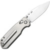 J1954GGY 4" (10.16cm) closed. 3" (7.62cm) stonewash finish S90V steel drop point blade. Gray titanium handle. Thumb stud. Lanyard hole. Pocket clip. Black nylon zippered storage case.