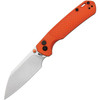 J1945OE 4.25" (10.8cm) closed. 3.25" (8.26cm) stonewash finish AR-SFII steel Wharncliffe blade. Orange FRN handle. Thumb stud. Lanyard hole. Pocket clip. Black nylon zippered storage case.