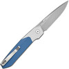 CIVC250631 4.38" (11.13cm) closed. 3.25" (8.26cm) satin finish Nitro V steel drop point blade. Blue and white G10 handle. Extended tang. Pocket clip. Black nylon zippered storage case.