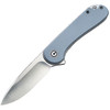 CIVC907B 4" (10.16cm) closed. 3" (7.62cm) satin finish D2 tool steel blade. Gray G10 handle. Extended tang. Lanyard hole. Pocket clip. Black nylon zippered storage case.