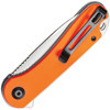 CIVC907R 4" (10.16cm) closed. 3" (7.62cm) satin finish D2 tool steel blade. Orange G10 handle. Extended tang. Lanyard hole. Pocket clip. Black nylon zippered storage case.
