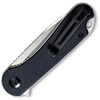 CIVC907A 4" closed. 3" satin finish D2 tool steel blade. Black G10 handle. Extended tang. Lanyard hole. Pocket clip. Black nylon zippered storage case.