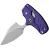 CIVC210362 6.25" (15.88cm) overall. 2.25" (5.72cm) stonewash finish false edge 14C28N Sandvik stainless dagger blade. Purple G10 handle. Adjustable folding push dagger. Black leather belt sheath.