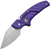 CIVC210362 6.25" (15.88cm) overall. 2.25" (5.72cm) stonewash finish false edge 14C28N Sandvik stainless dagger blade. Purple G10 handle. Adjustable folding push dagger. Black leather belt sheath.