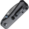 C19068SDS1 3.38" (8.59cm) closed. 2.38" (6.05cm) Damascus steel blade. Black G10 handle with Twill carbon fiber overlay. Lanyard hole. Pocket clip. Thumb stud. Blank hand rubbed blade.