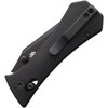 AUX005BLK 3.75" (9.53cm) closed. 2.75" (6.99cm) black finish 14C28N Sandvik stainless tanto blade. Black canvas micarta handle. Thumb stud. Pocket clip. Black G10 backspacer.