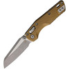 MCT210M10APFLTA 4.25" (10.8cm) closed. 3.25" (8.26cm) Apocalyptic finish Bohler M390MK stainless sheepsfoot blade. Tan fluted aluminum handle. Pocket clip. Lanyard hole. Thumb stud.