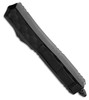 MCT2061TBIS Automatic opening. 5.13" (13.03cm) closed. 3.38" (8.59cm) black Cerakote finish double edge stainless dagger blade. Black anodized aluminum handle with black bubble aluminum insert. Glass breaker. Lanyard hole. Pocket clip. Nickel Boron internals. Signature Series.