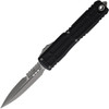 MCT1120EX10APS Automatic opening. 5" (12.7cm) closed. 3.5" (8.89cm) Apocalyptic finish premium steel blade. Black aluminum handle. Lanyard hole. Glass breaker. Pocket clip. Bayonet style blade. Zero Blade Play.