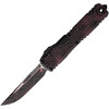 MCT112141TPBKPK Automatic opening. 5" (12.7cm) closed. 3.5" (8.89cm) Bohler M390MK stainless blade. Aluminum handle. Glass breaker. Lanyard hole. Pocket clip. Black and pink topographic blade and handle.