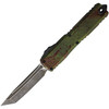 MCT112341OBDS Outbreak Automatic opening. 5" (12.7cm) closed. 3.5" (8.89cm) Bohler M390MK stainless tanto blade. Aluminum handle. Pocket clip. Lanyard hole. Glass breaker. Outbreak blade and handle.