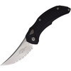 MCT268A12 Automatic opening. 4.75" (12.07cm) closed. 3.5" (8.89cm) stonewash finish serrated Bohler M390 stainless curved blade. Black textured aluminum handle. Pocket clip.